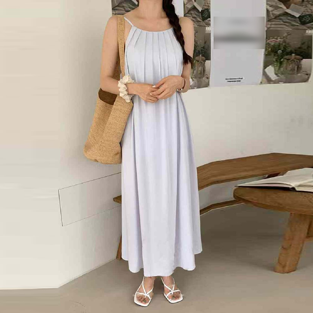 【HSTYLE】正韓連身裙 露背細肩帶洋裝VYM1012-均碼-白色